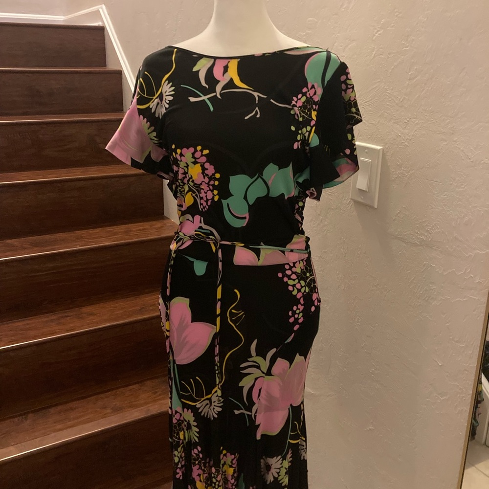 Blumarine Floral Black Dress